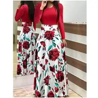 

2019 Vestidos Long Sleeve Flower Maxi Dress Women Evening Dresses