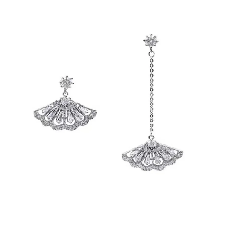 

Fashion 925 Silver Zircon Boutique Fan Shape Female Irregular Earrings