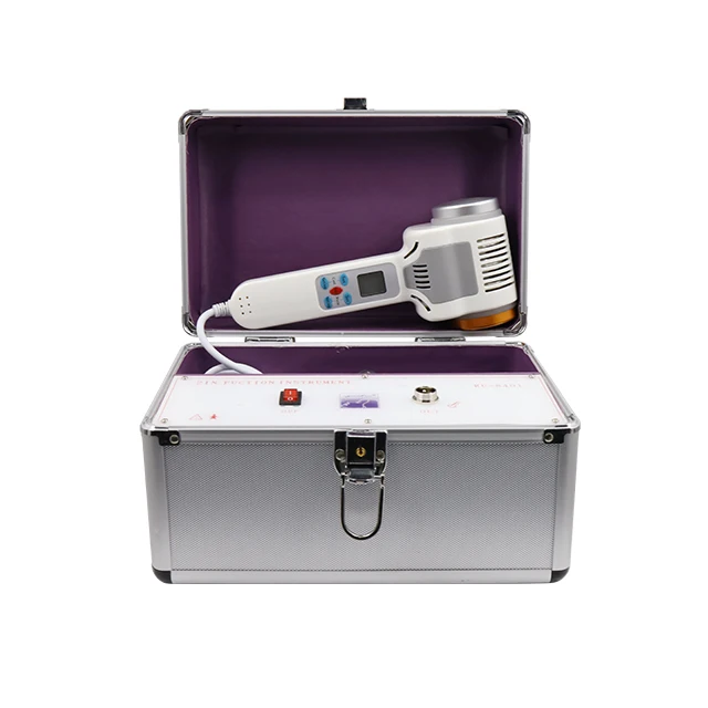

New designed portable case skin claim skin condition improve Hot and Cold Hammer facial machine for home and salon, Silver