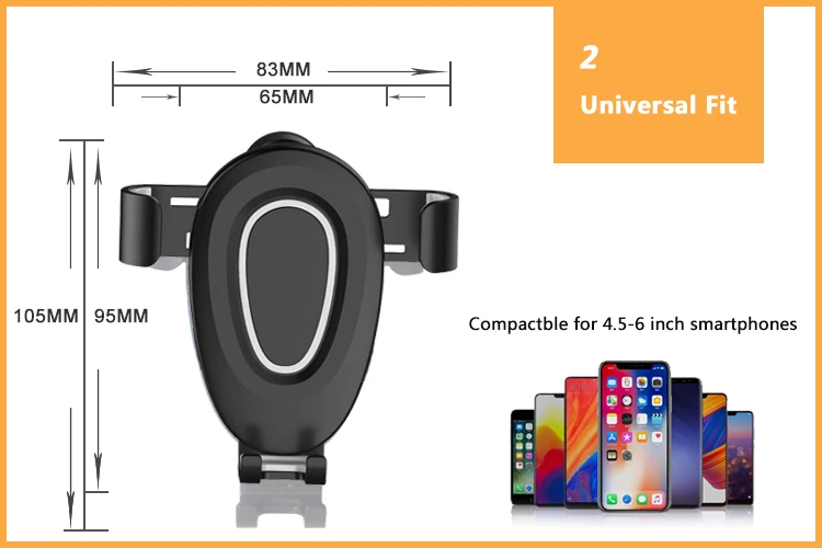 360 degree rotation gravity universal silicone car mount clip mobile phone holder for air vent