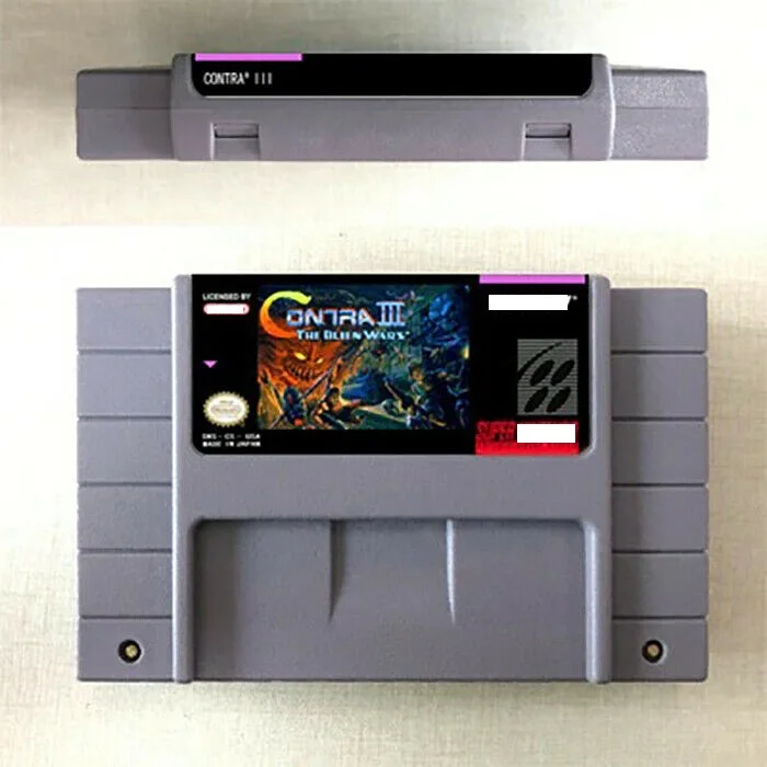 

Free Shipping in 1 cartridge Contra III The Alien Wars for the Super games for SNES Cartridge card, Colorful