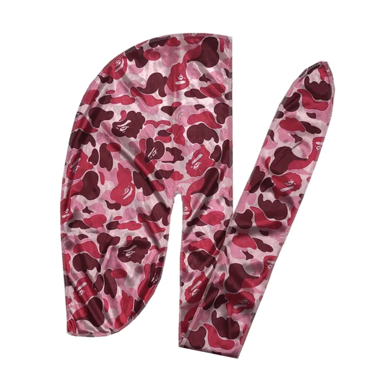 
Wholesale designer fashion Custom Logo Silk Polyester durag 