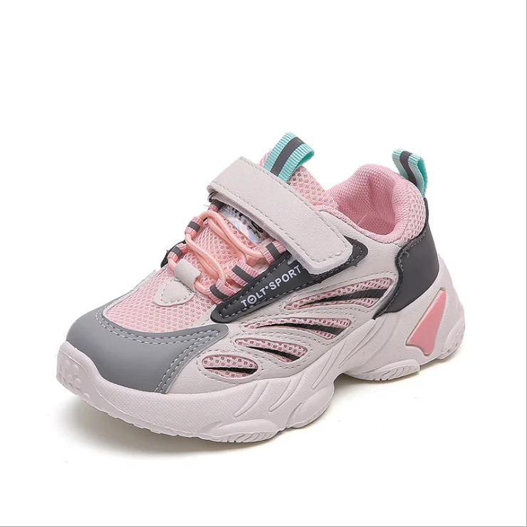 

2021 spring new paste breathable soft sole running shoes sports European and American children's shoes wholesale, Blue,pink