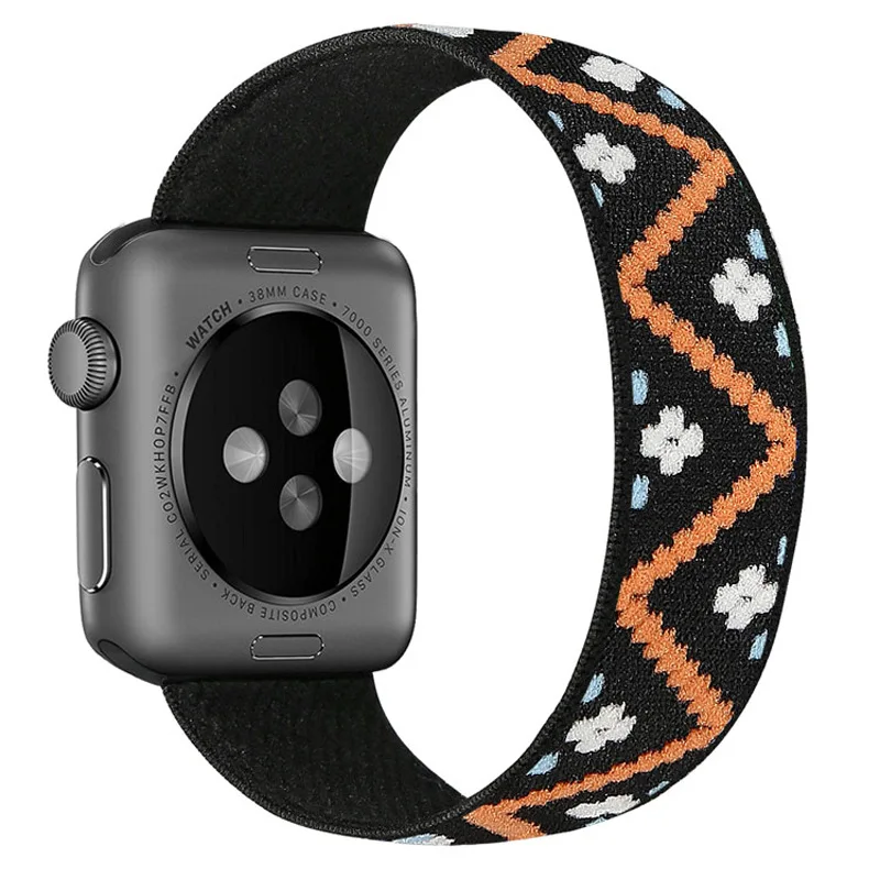 

Dropshipping breathable elastic nylon band for apple watch strap nylon black braided solo loop nylon strap for apple watch band