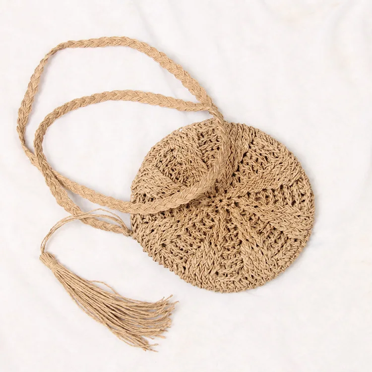 

Wholesale Straws Rattan Woven Messenger Summer Beach Purse Fashion Trendy Designer Small Round Shoulder Straw Bags for Women, Black,white,yellow,green