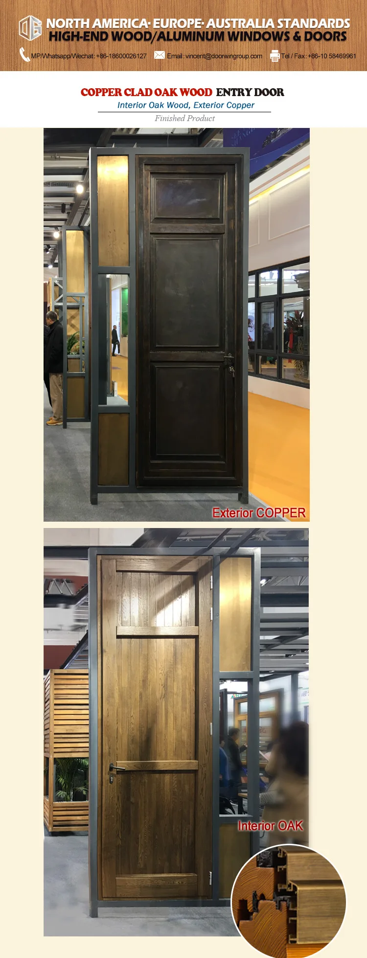 China Supplier fire rated entry doors farmhouse front door with sidelights external oak