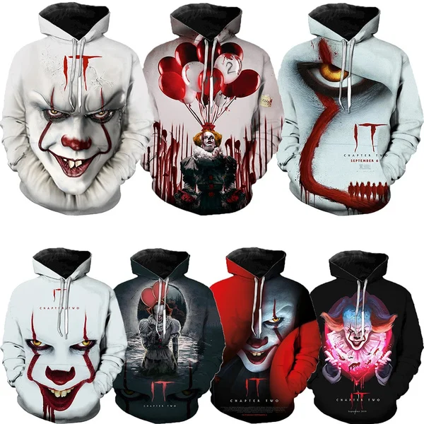

Joker 3D Printed Hoodies for Men Horror Movie IT 3D Printing Hoodies From Men Casual Fashion Harajuku Funny Oversized Pullover