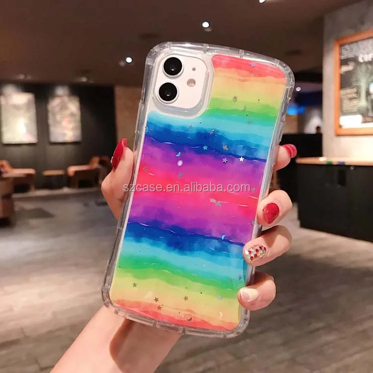 

Crystal Armor Shockproof Transparent Colorful Acrylic Glue Printing Phone Cover Case For Vivo Y50 Y30 X50 Y17 Y19 V19 Y91 Y95