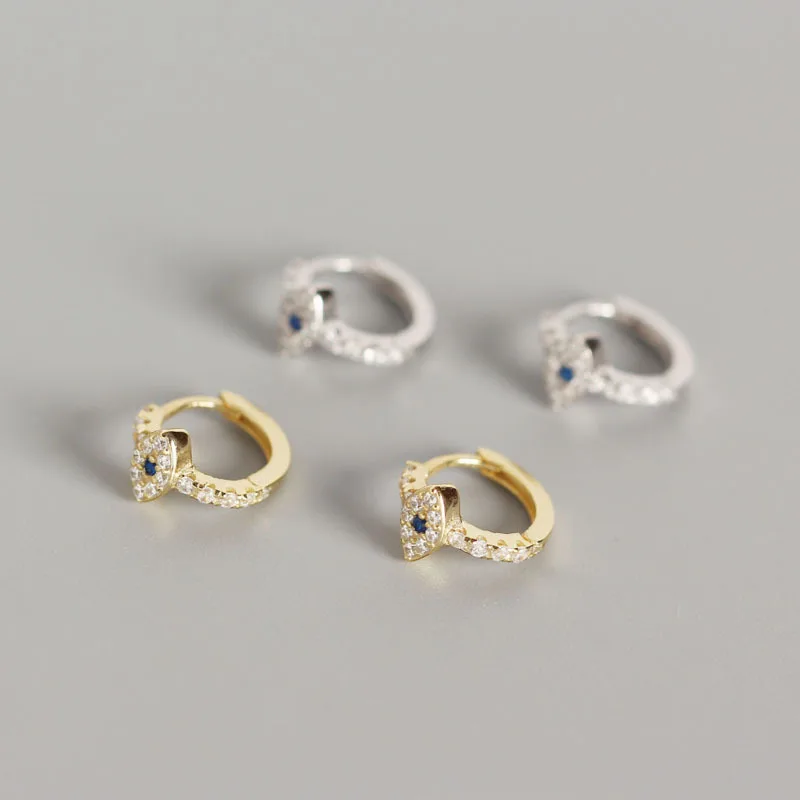

Vintage 925 Sterling Silver CZ Evil Eyes Circle Earrings 18K Gold Plated Rhinestone Evil Eyes Earrings for Women