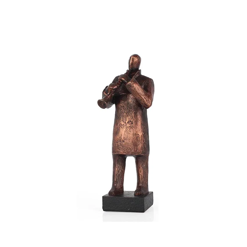 Antique bronze resin musician statues decor resin figurine tabletop for home and living room office factory