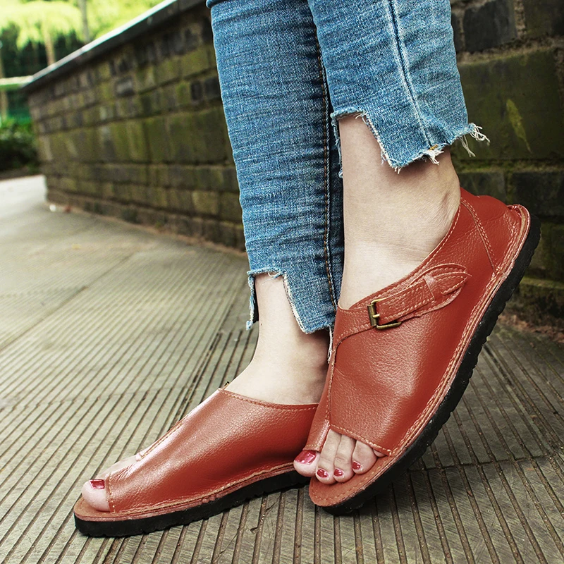 

Summer Fall Fashion New Women Casual Flat retro Sandals Ladies pu Leather Open Toe Shoes Female Roman Beach Shoes Drop Shipping