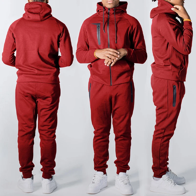 

wholesale jogger set hoodie and pants set unisex embroidery logo track suits men sport tracksuit, Picture shows