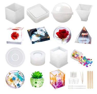

Resin Molds Silicone Kit 20Pcs Epoxy Resin Molds DIY Home Decoration Coaster Jewelry Making Complete Set Tools, White