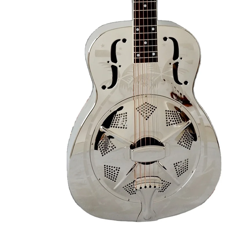 

Hawaii Tree Pattern Aiersi Brand Metal Resonator Guitars for Sale, Chrome plated