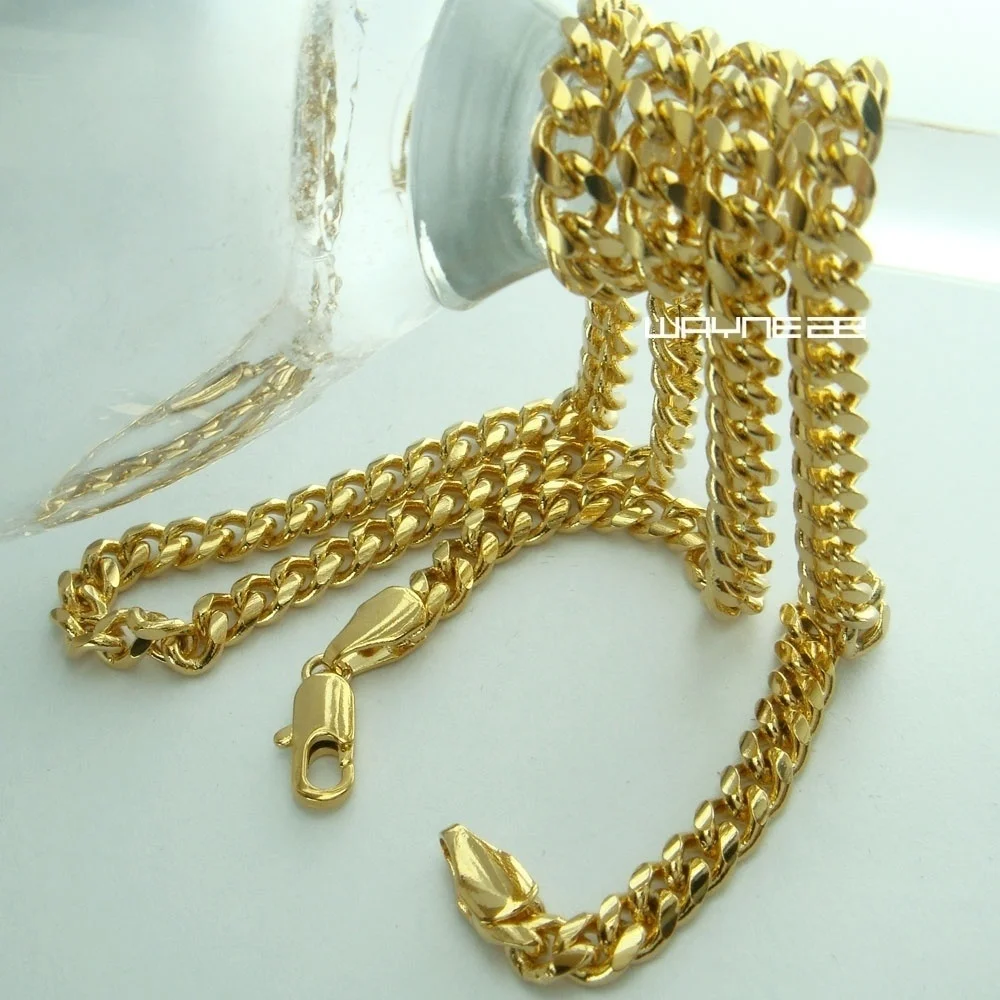 

Ahappy 4.2mm chain Width Hot 18K Gold Filled Thin Curb Link Chain Necklace Jewelry 45cm length n291