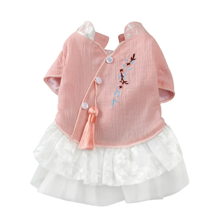 

Chinese Han Styled Spring Dog Dresses Sweet Indoor Comfortable Small Pet Clothes, 2 colors