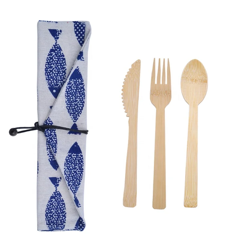 

Eco friendly disposable wooden cutlery knife fork spoon set
