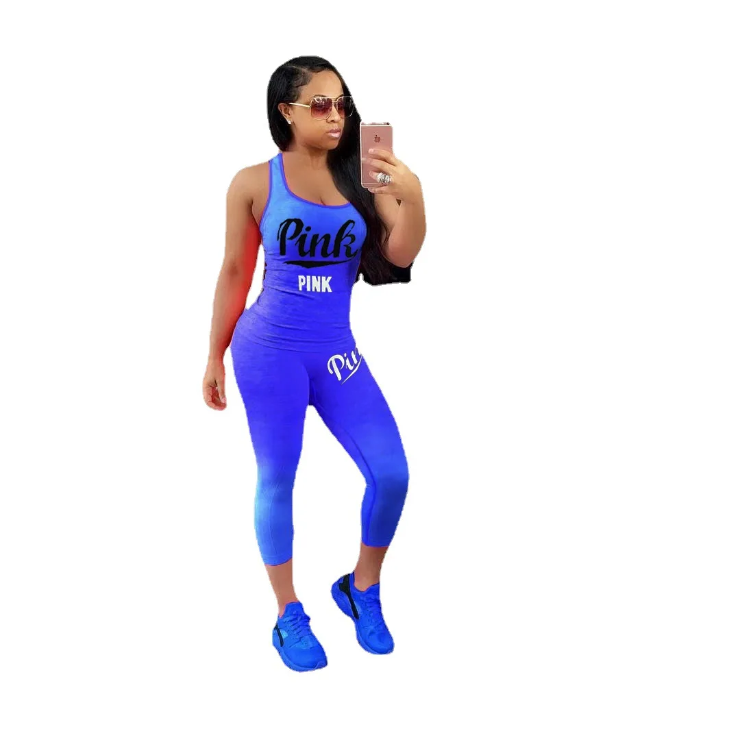

Casual Sports Tight Printed Short Sleeve 2 piece women pant sets Women'S Trousers Fashion Ladys Tracksuit 2 Piece Sportswear, As picture