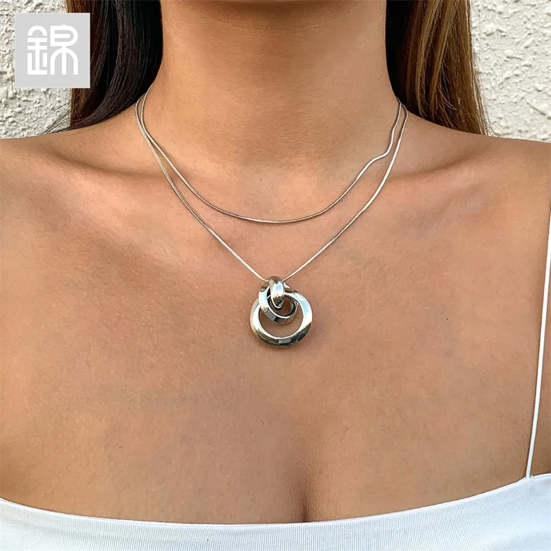 

JY-Mall 2110X02744 Jewelry Necklace copper chain Iron Double layer thin long chain Unique Pendant Fashion Girl necklace, Picture shows