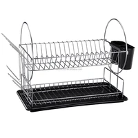 

2 Tier stainless steel kitchen dish racks metal dish drying racks table storage dish rack(AWK104)