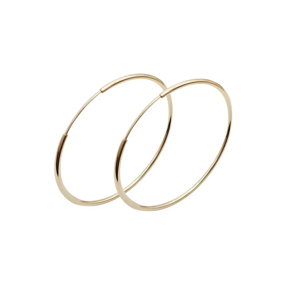 

Fine Jewelry 14k Real Gold Earrings Classic fashion design 14K Real Solid Gold Hoop Round Circle Earrings Women Jewelry