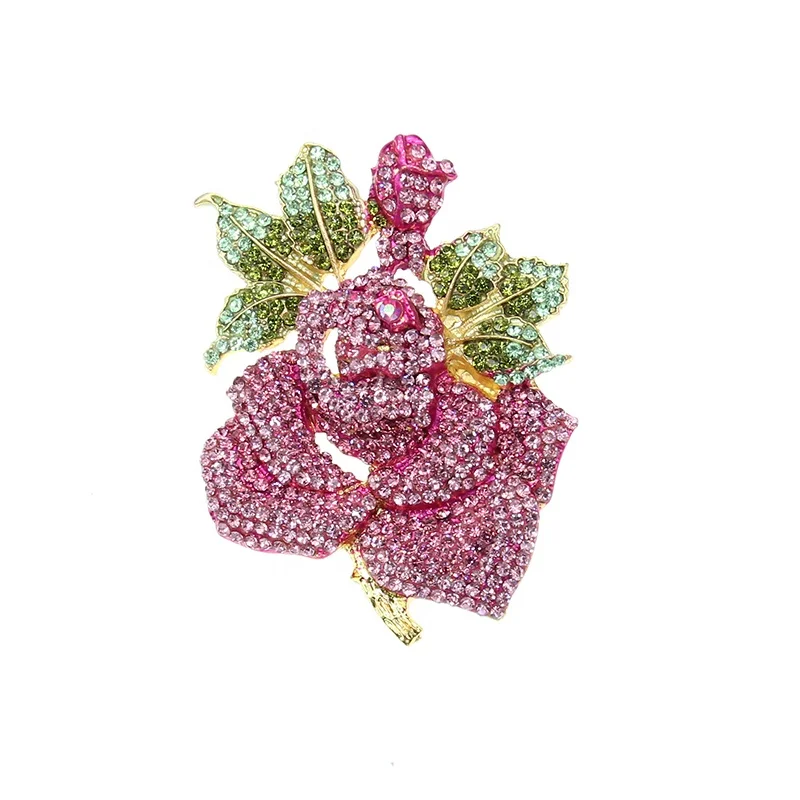 

Free Shipping Rhinestone Bling Rose Flower Brooches For Women Jewelry Gift Brooch Pin, Millions of colors