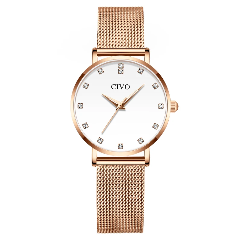 

CIVO 2020 relojes de mujer Minimalist Dial Lady Watch Magnet Milan Mesh Stainless Steel with diamond Watches Ladies