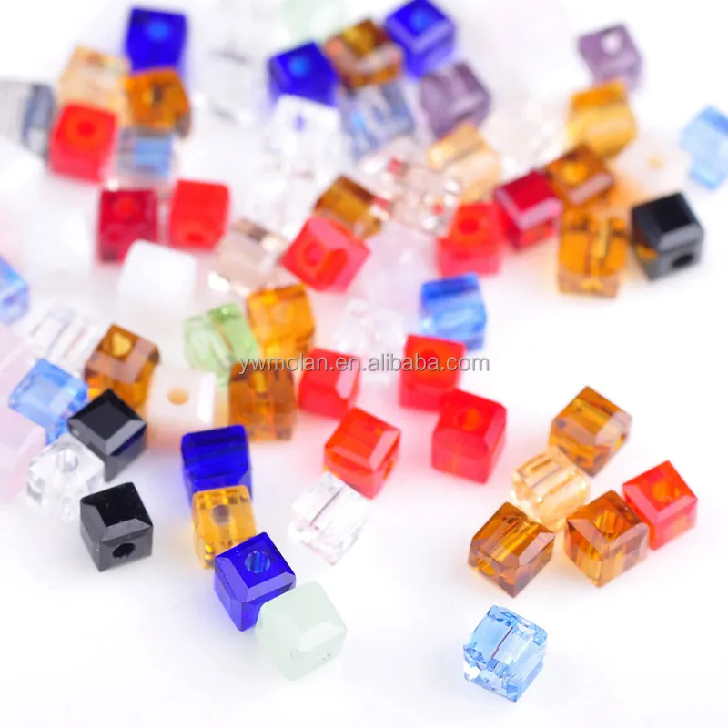 

Pure color Plated AB Cube Square Faceted Czech Crystal Glass 3mm 4mm 6mm 8mm 10mm Loose Crafts Beads Lot For Jewelry Making DIY, Color card (1#~58#)