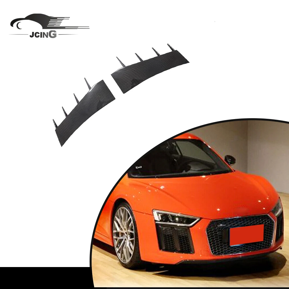 

For Audi R8 V10 2016-18 Carbon Fiber Front Side Bumper Fins Air Vent Trim Covers