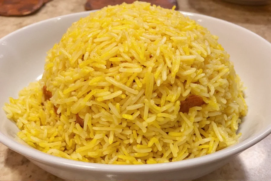 Persian saffron rice served with grilled chicken and herbs