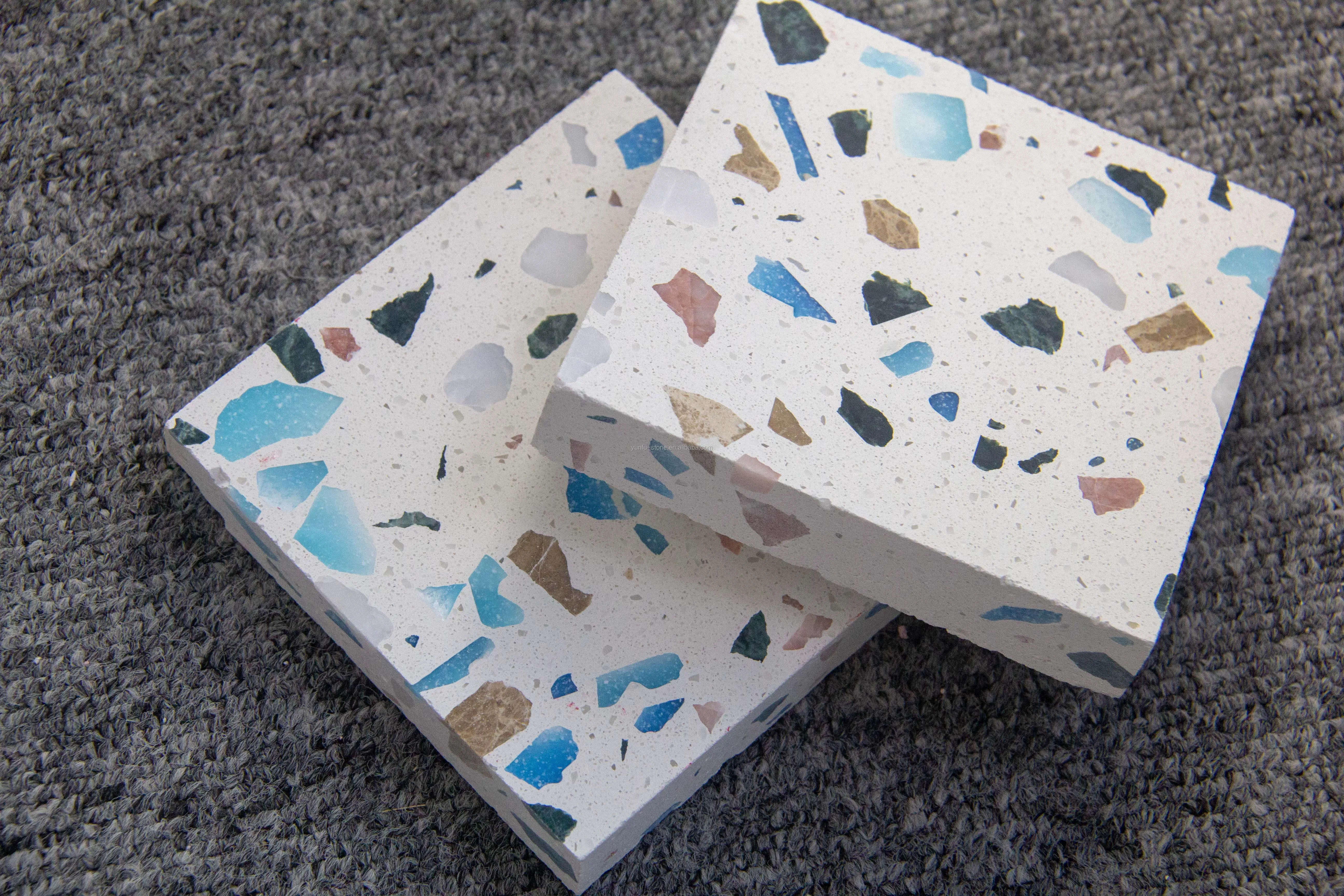 低价多色水泥水磨石地砖样品