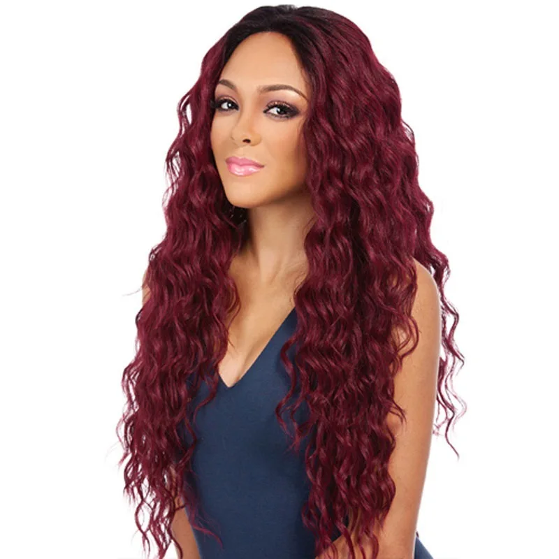 

Headgear for Black Women African American Hair wig lace front wigs Human Hair women corn hot wine red long curly fluffy Wigs, See details picture