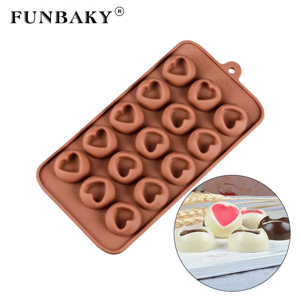 

FUNBAKY Valentine ' s Day romantic candy mold unique design flow chocolate heart shape multi - cavity silicone molds soft sweets, Customized color