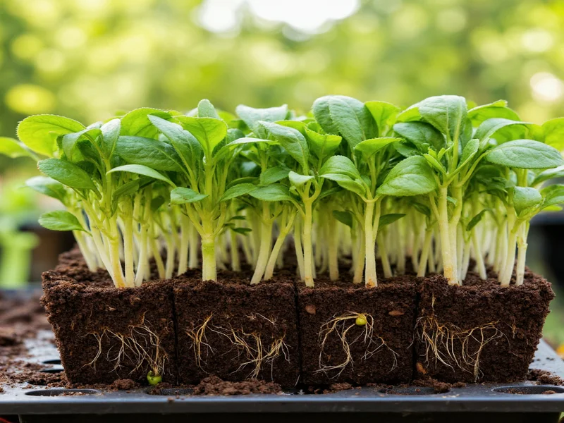 Healthy plant cuttings showing root development in propagation tray