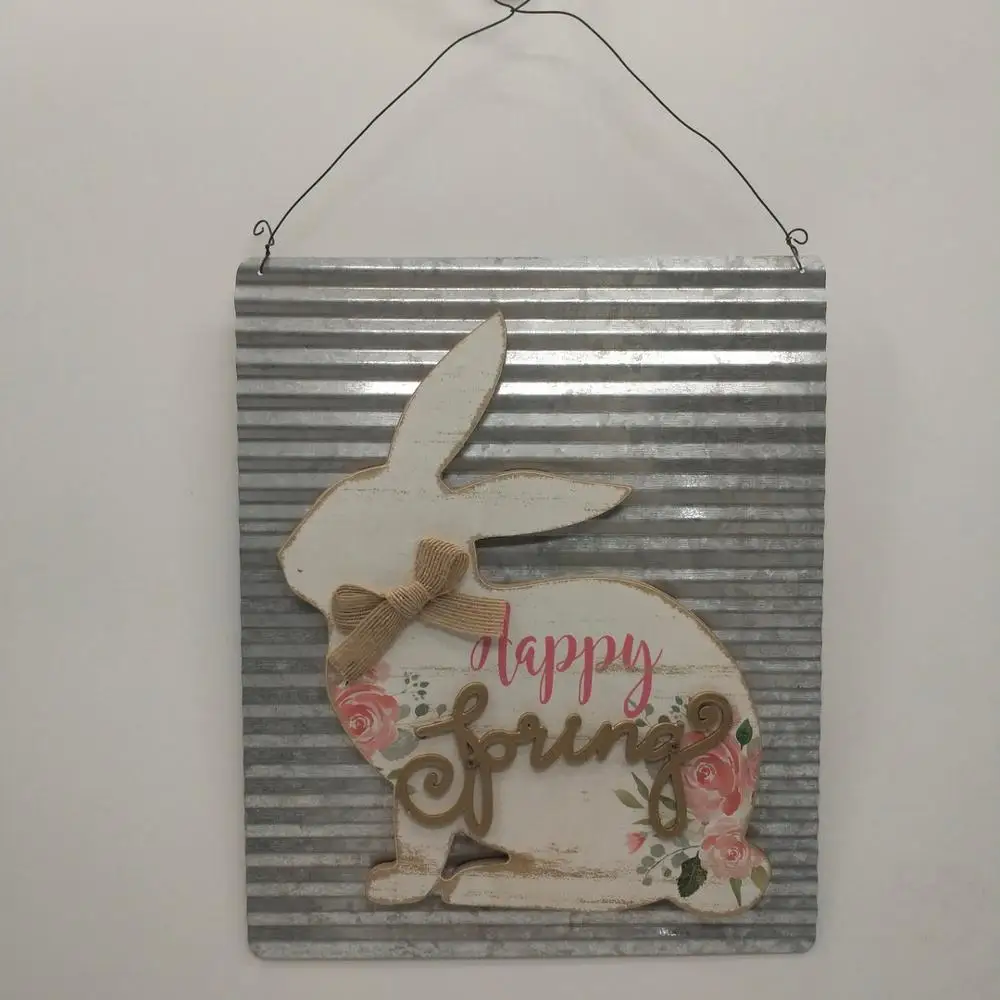 
Vintage Happy Easter Rabbit Design Metal Signs Wall Art Home Decorative Metal Plaque 