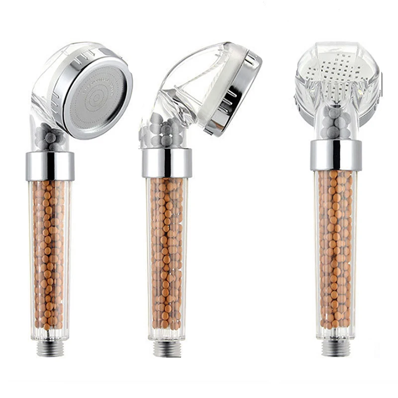 

Mineral stone filter water saving negative ion transparent spa handheld Shower Head