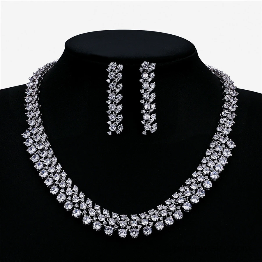 

YSset-323 xuping luxury design zircon stone necklace and earring jewelry sets for ladies