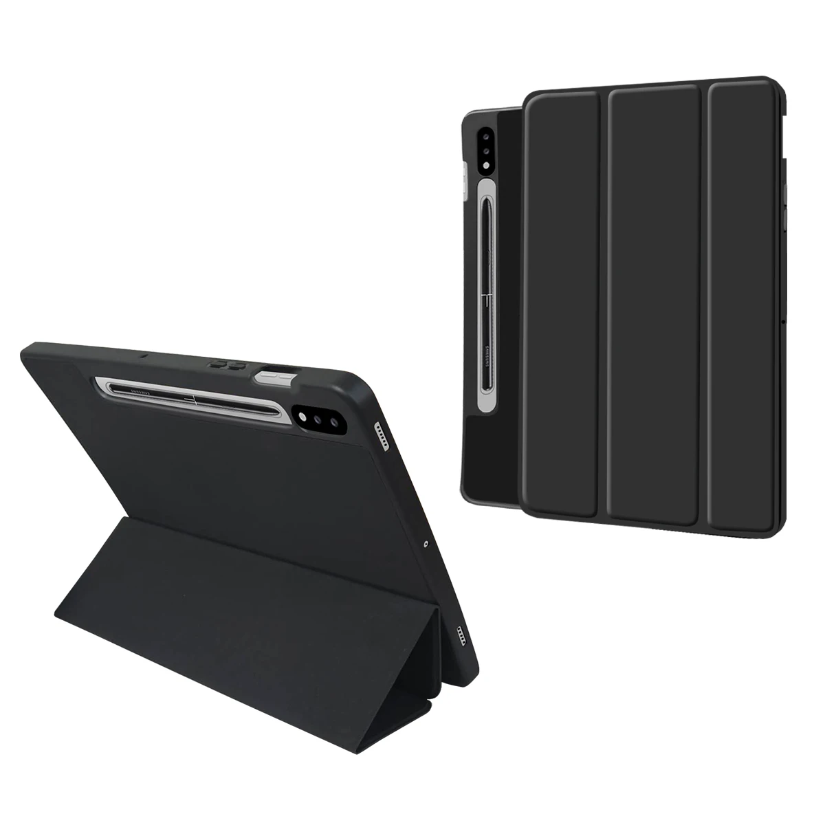 

Popular Smart PU Leather Tri-flold Tablet TPU Rubber Flip Cover For Samsung Galaxy Tab S7+ Plus Case