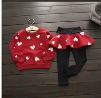 

Autumn New Three Colors Lovely Cotton Long Sleeved Sweater T-shirt And Leggings Girl Outfit Sets Little Girl Clothing 2019 Sets