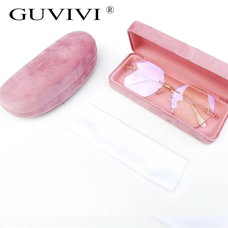 

Velvet Pink Iron Flip Glasses Case Square Round Optical Case Cute Fashion Glasses Case Women's Gold Guvivi New