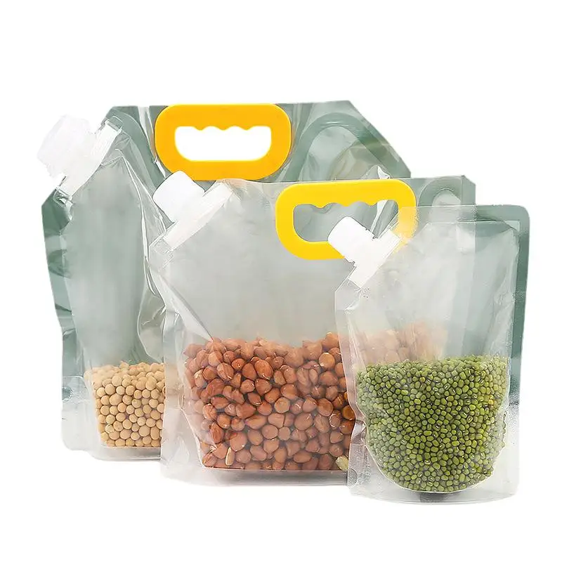 

Liquid Packaging Stand up Suction Nozzle Pouch Spout Top Beer Drink Juice Grain Packaging Bags with Tap Transparent PE Security