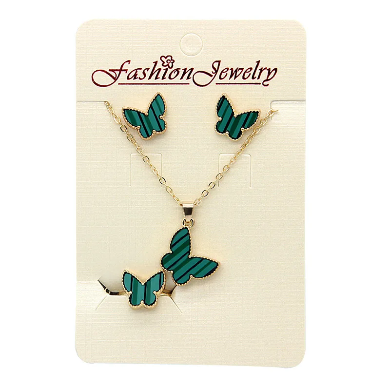 

Fashion Jewelry Sets Simple Butterfly Pendant Necklace Earrings Rings