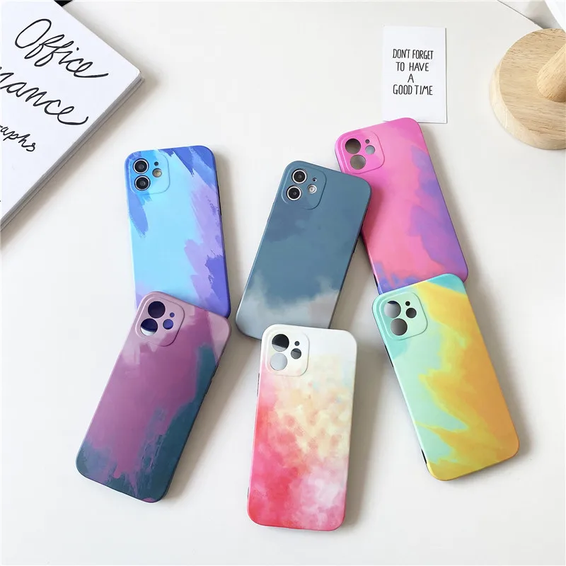 

Luxury Watercolor Shockproof Cell Phone Case For iPhone 12 Pro Max For Girls