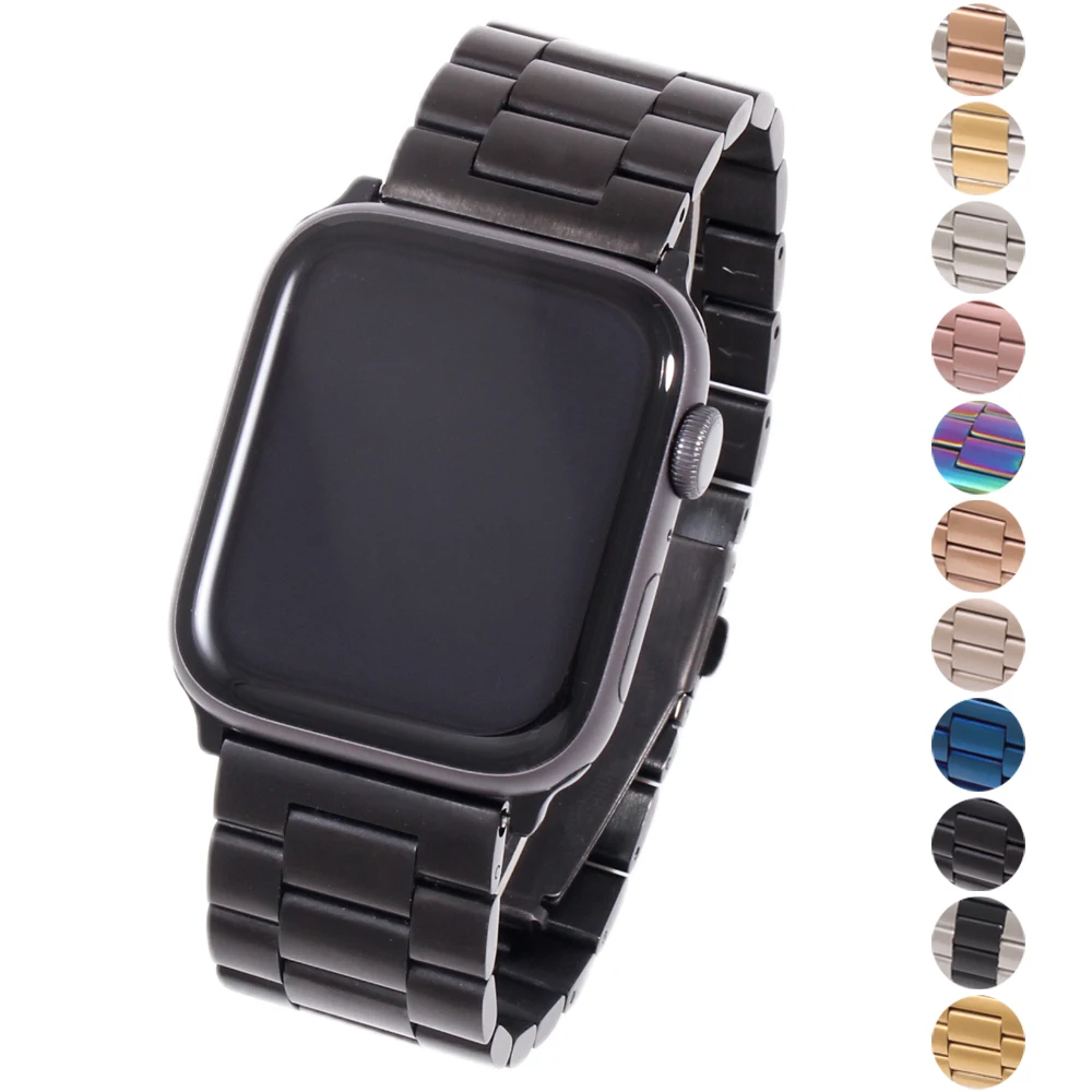 

Stainless Steel Metal Strap Adapter for iWatch Series 6 4 3 SE Link Bracelet For Apple Watch Band 38mm 40mm 44mm 42mm, Black,white,blue,red,pink