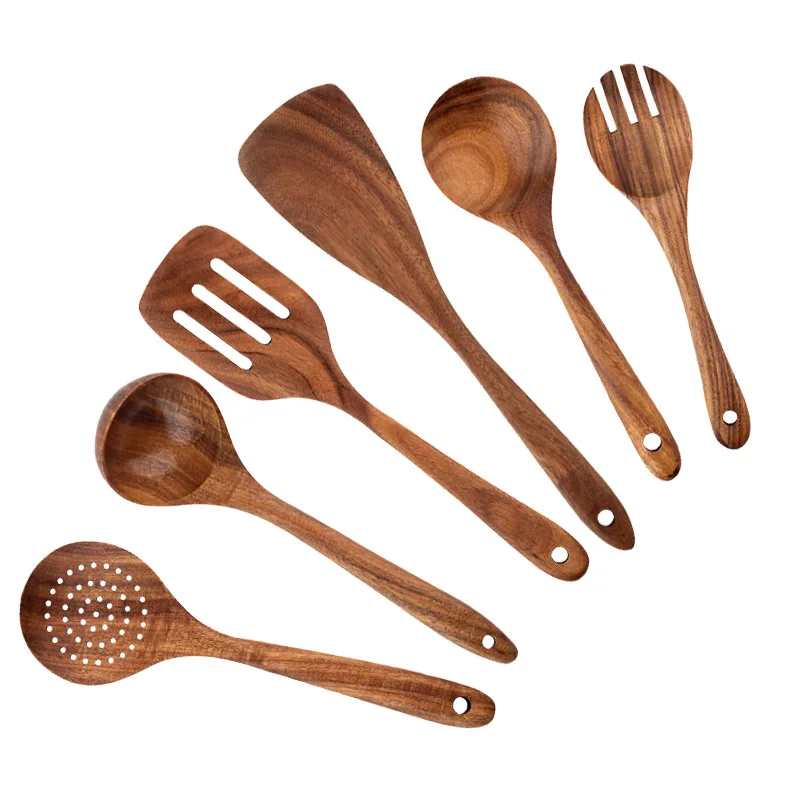 

Wooden Spoons for Cooking Nonstick Kitchen Utensil Set Wooden Spoons Cooking Utensil Set Non Scratch Natural Teak Wooden Utensil