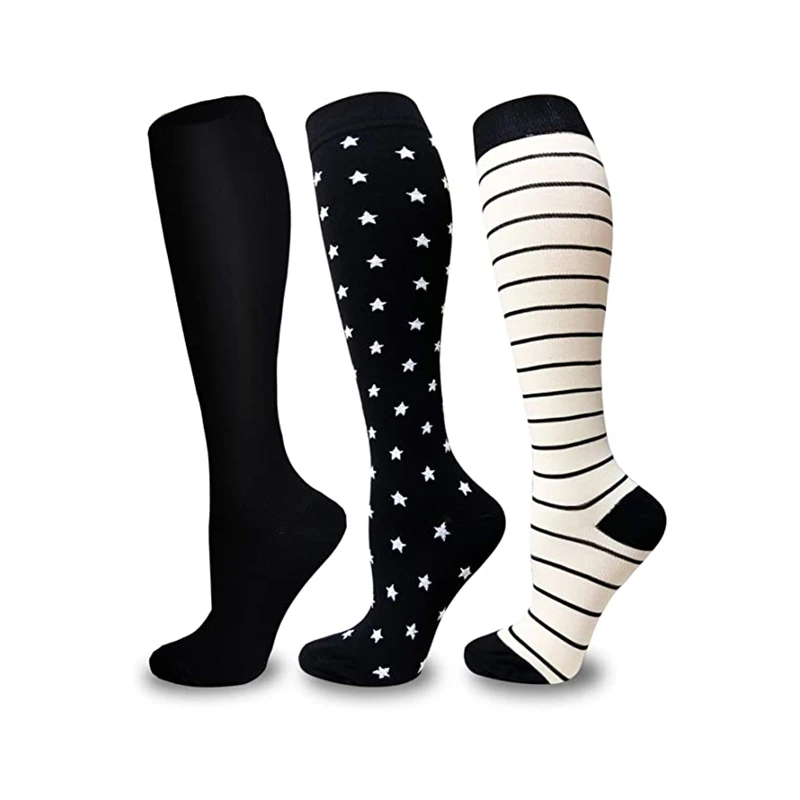 

XY-0133 Solid Dot Pattern Knee High Stripe Seamless Compression Socks, Custom color