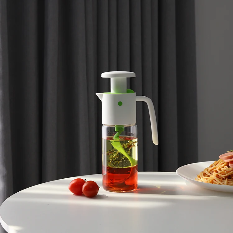 

New design Plastic Top Press-Mixer Hand salad dressing shaker and Salad Blender with 330ML Borosilicate Glass