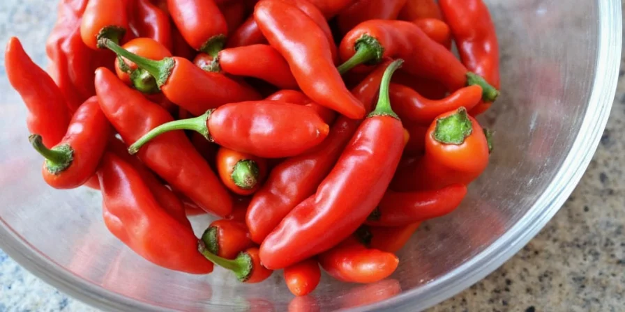 Fresh chilaca next to dried pasilla peppers