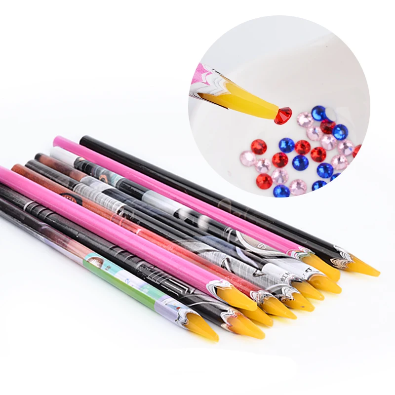 

1Pcs Rhinestone Picker Dotting Wax Pen Nail Polish Painted Dotting Pen Manicure Wax Point Drill Head DIY Crayon Pen, Colorful