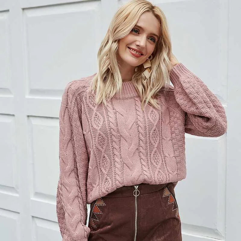 

Fashion ladies long sleeve knitted women casual pullover sweater